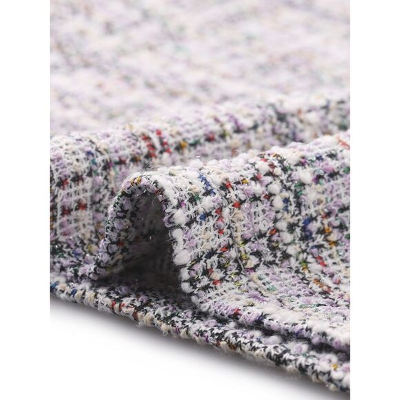 Tweed Top Pearl Trim Crew Neck Short Sleeve Blouse Apricot - Picture 5 of 6